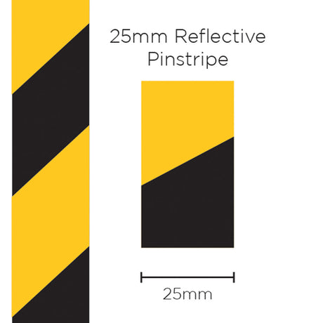SAAS-Pinstripe-Reflective-Black/Yellow-25mm-X-1Mtr-|-11689
