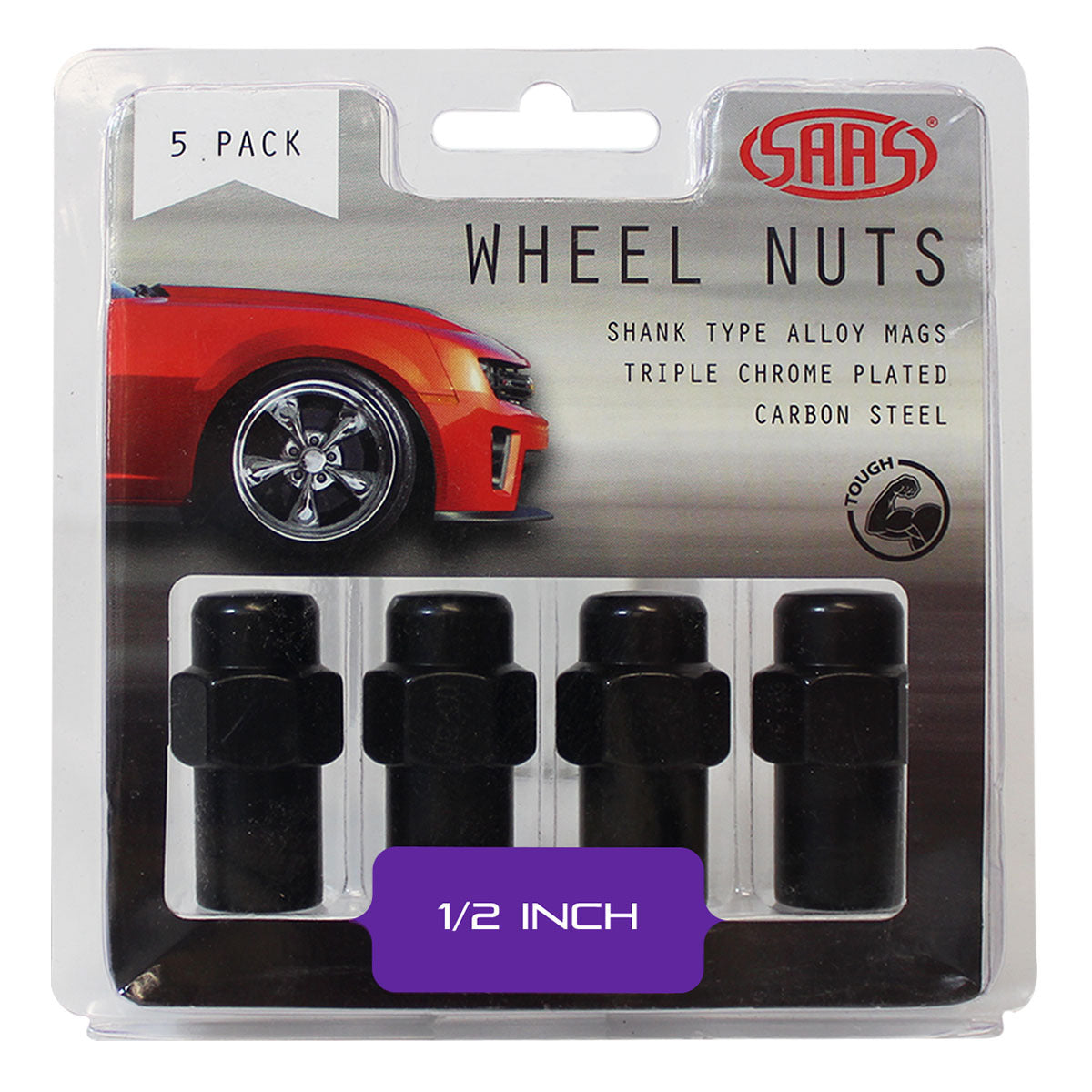 SAAS-Wheel-Nuts-Mag-1/2"-Black-43mm-5Pk-|-743415BC