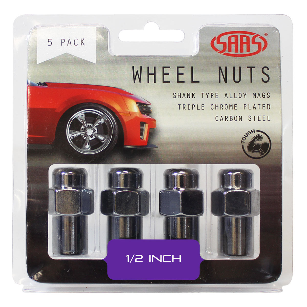 SAAS-Wheel-Nuts-Mag-1/2"-Chrome-43mm-5Pk-|-743415
