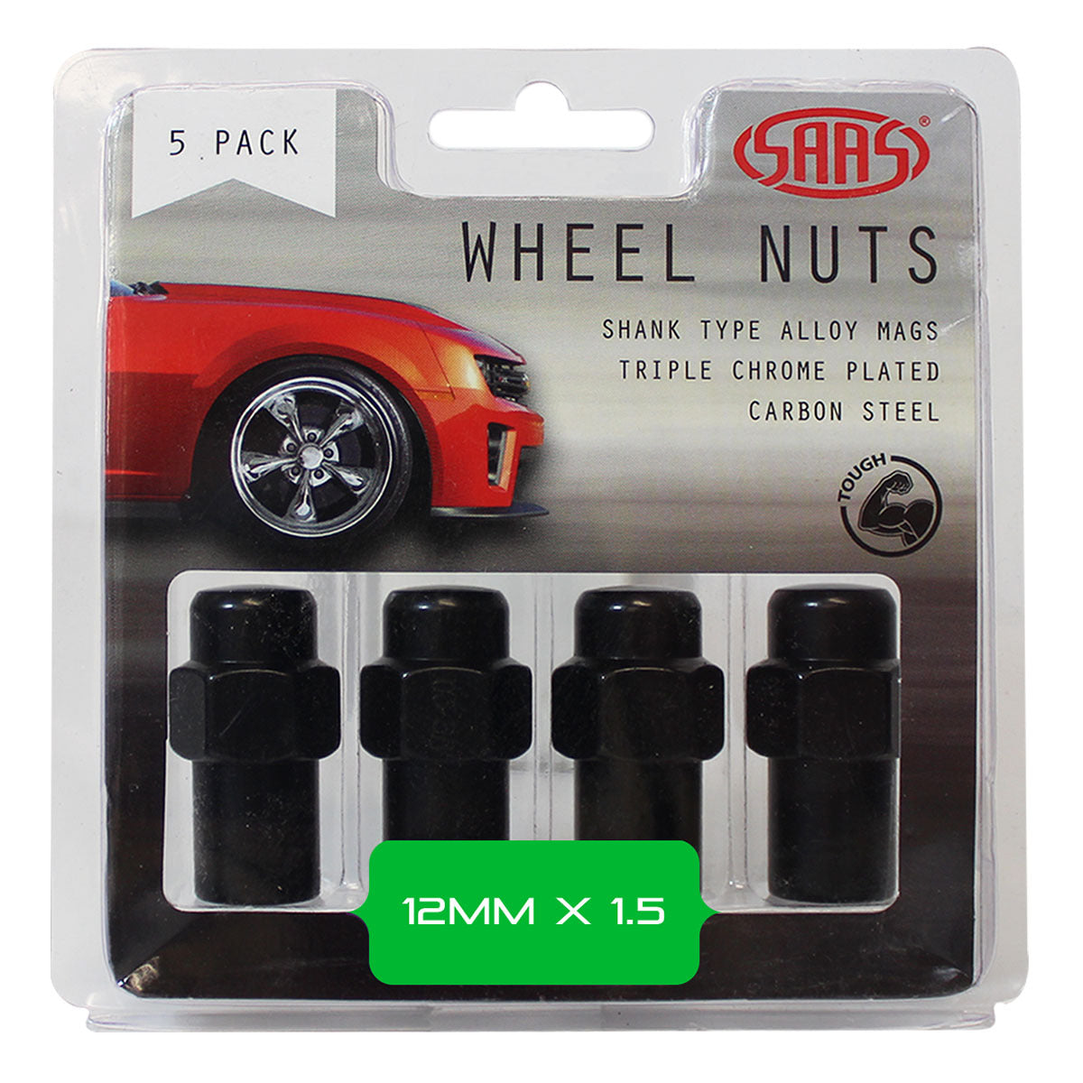 SAAS-Wheel-Nuts-Mag-12-X-1.50-Black-43mm-5Pk-|-743465BC