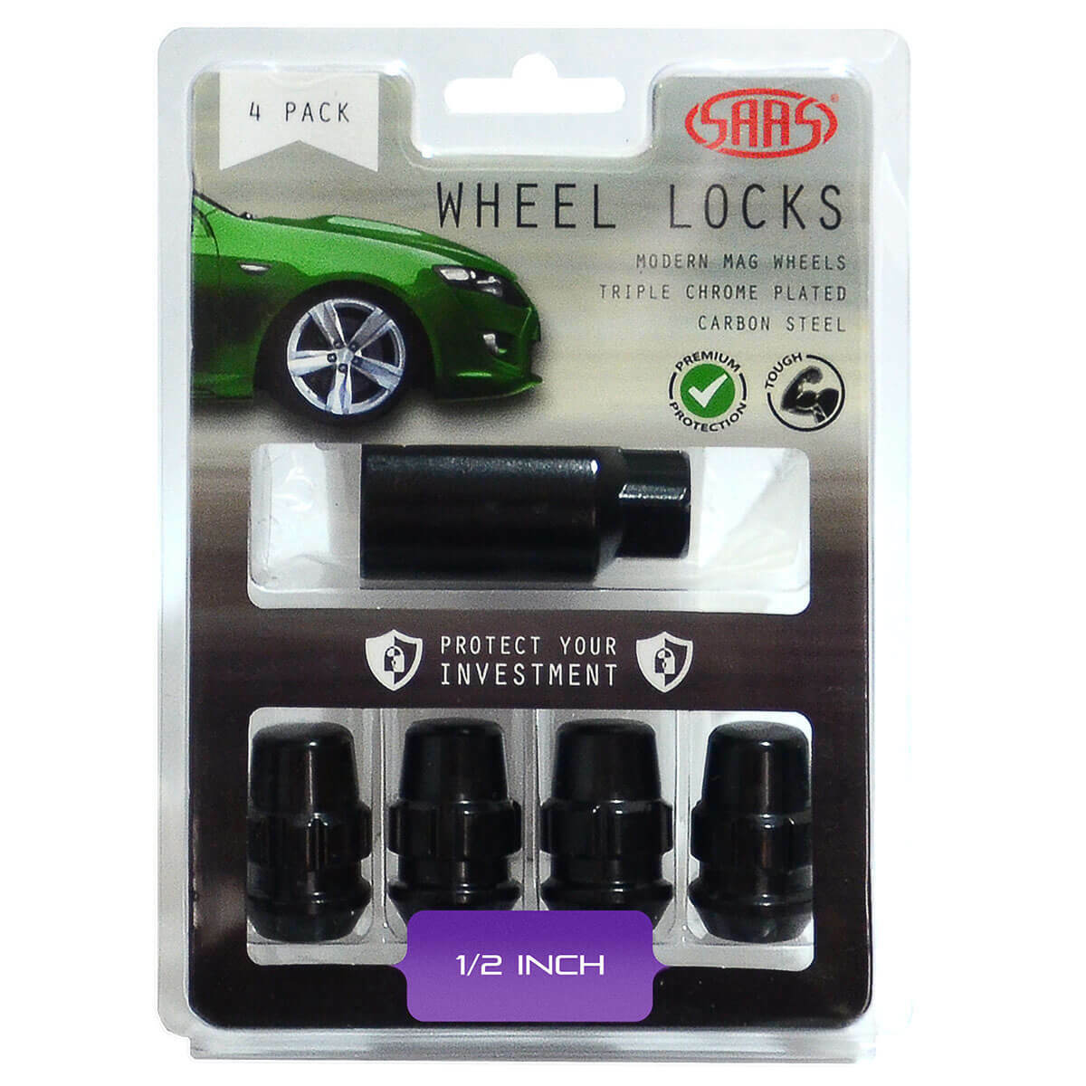 SAAS-Lock-Nuts-Splined-Acorn-Bulge-1/2-Black-Pk-4-|-923321BC