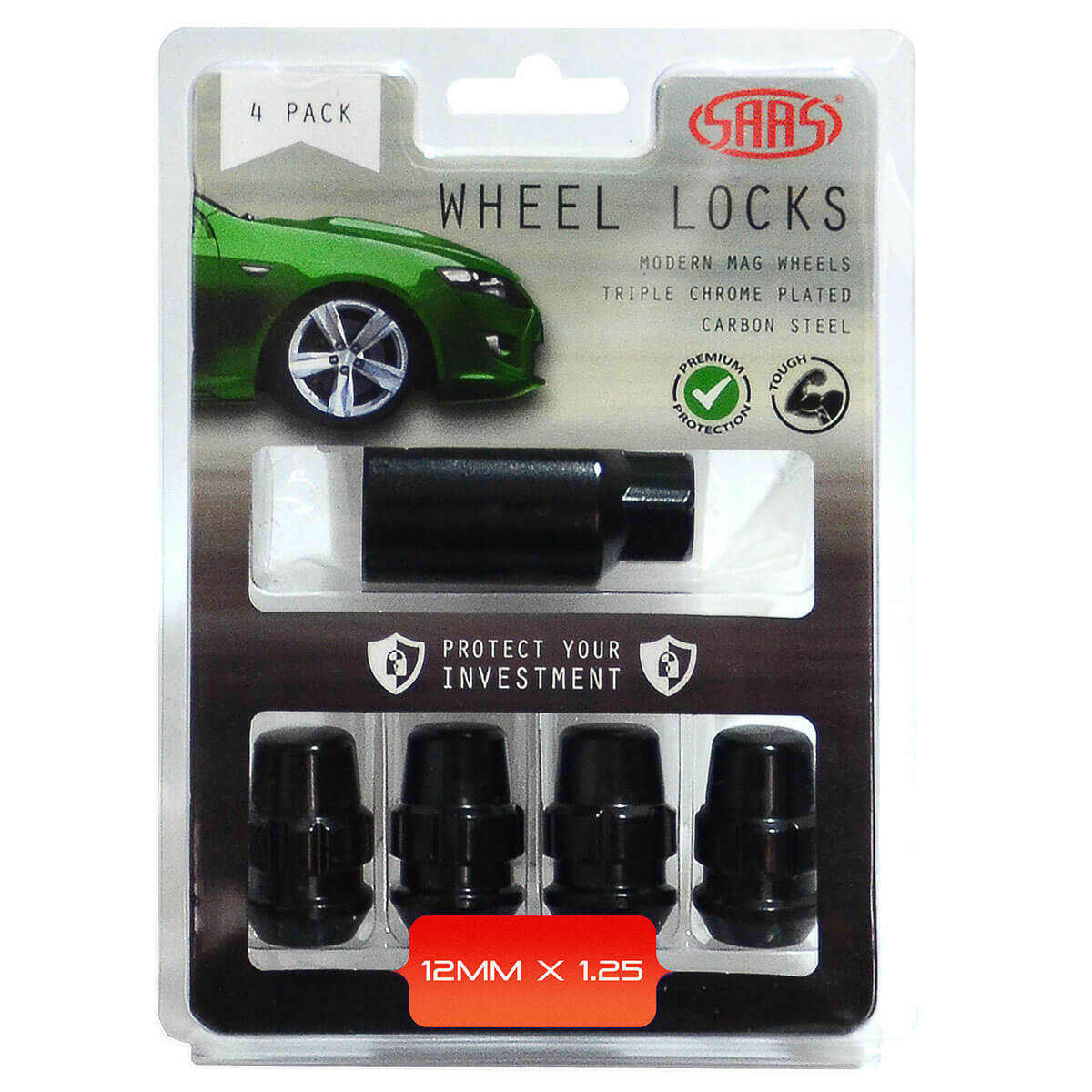 SAAS-Lock-Nuts-Splined-Acorn-Bulge-12mm-X-1.25-Black-Pk-4-|-923325BC