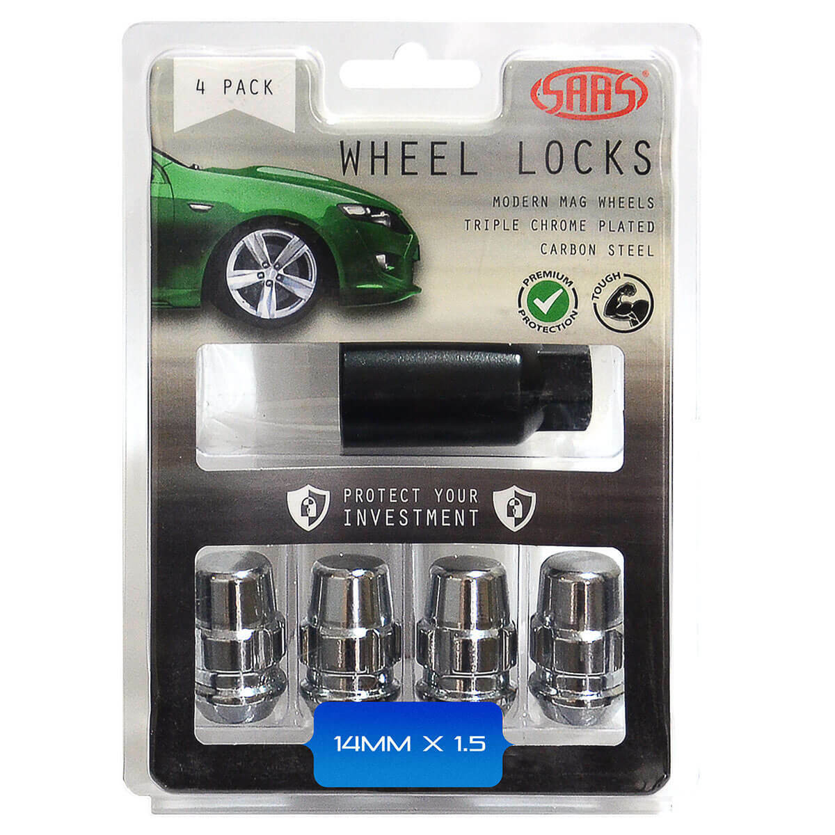 SAAS-Lock-Nuts-Splined-Acorn-Bulge-14mm-X-1.50-Pk-4-|-923329