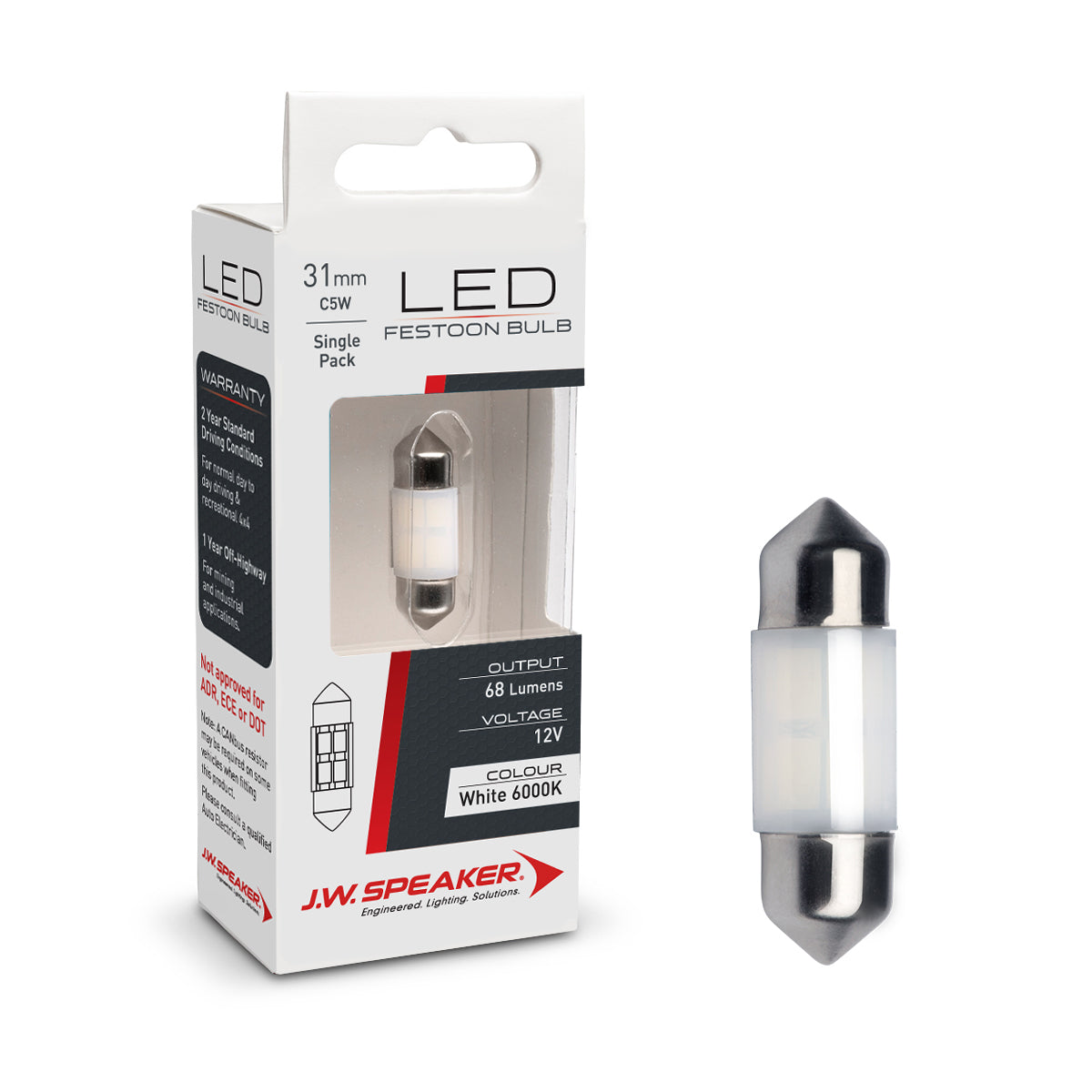 JW Speaker LED 31mm Festoon Bulb 12V 6000K