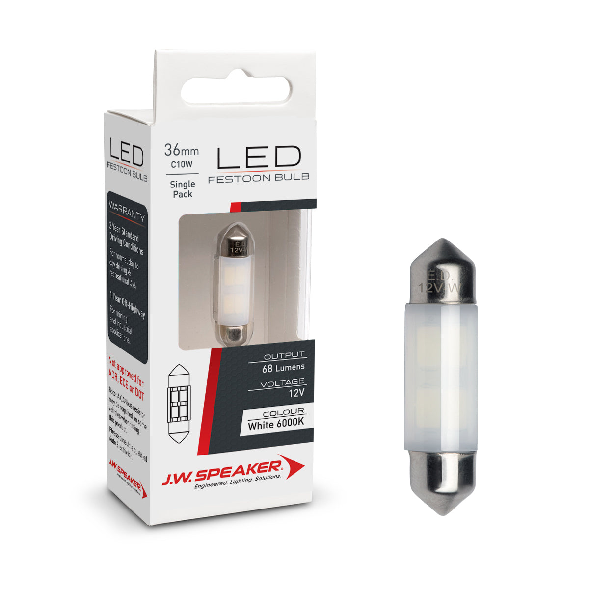 JW Speaker LED 36mm Festoon Bulb 12V 6000K