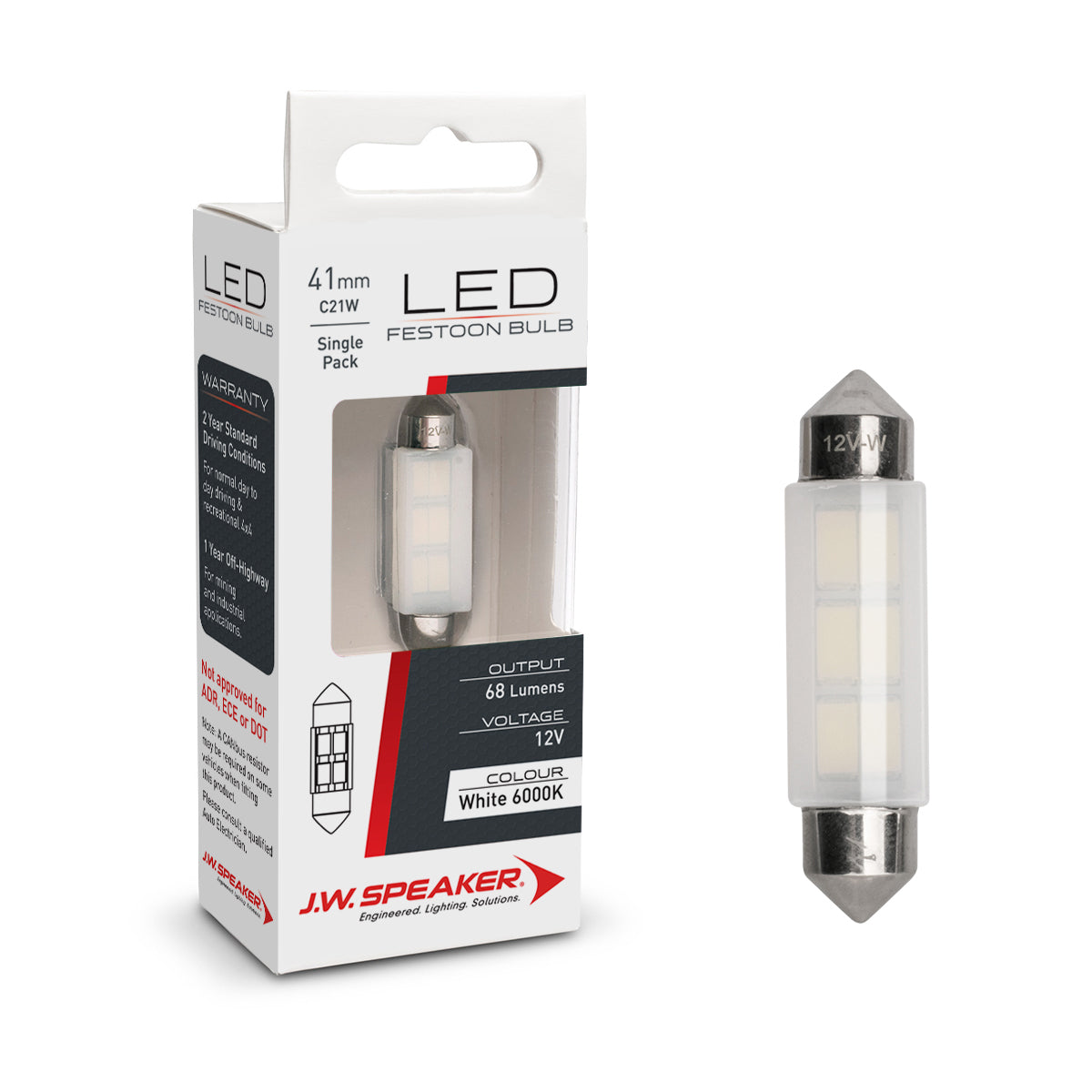 JW Speaker LED 41mm Festoon Bulb 12V 6000K
