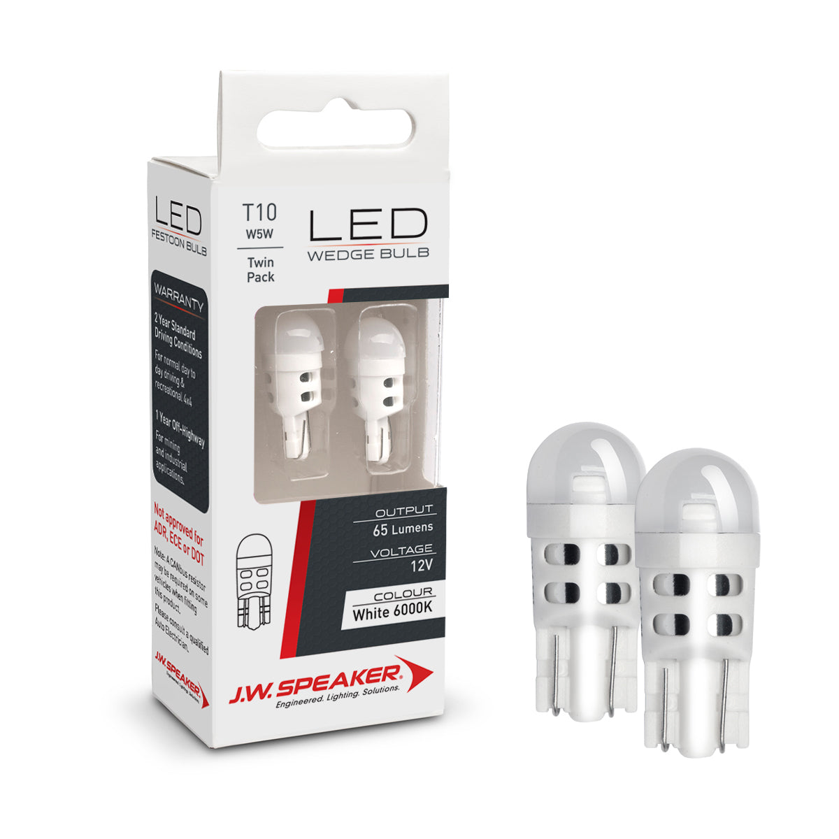 JW Speaker W5W / T10 Wedge Bulb LED Pair 12V 6000K