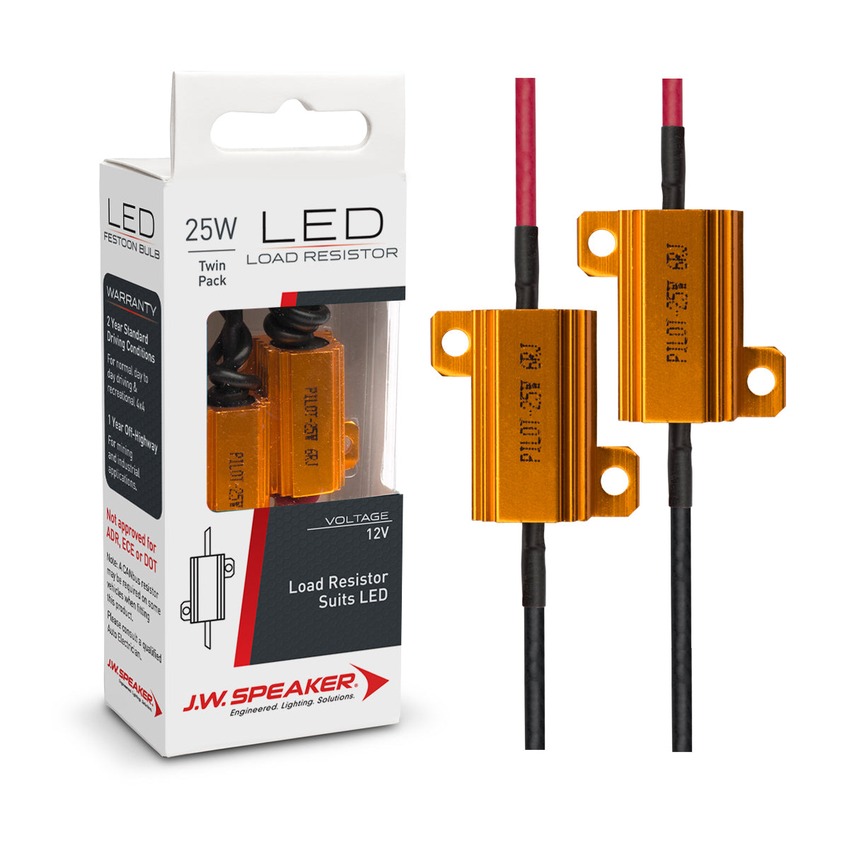 JW Speaker LED Load Resistors 12V 25W 6 Ohm Twin Pack