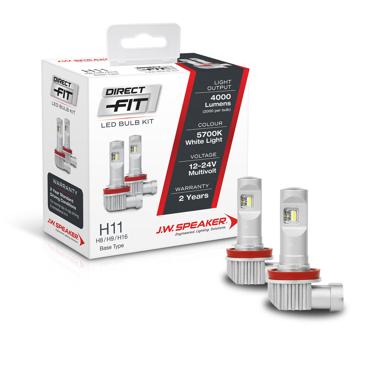JW Speaker LED H11 H8 H9 H16 Direct Fit Kit 12-24V 5700K