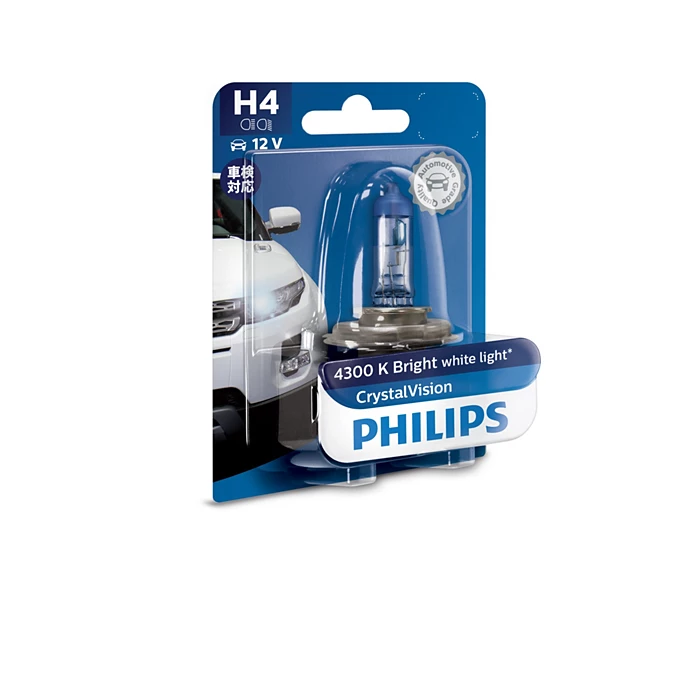 Philips H4 12v 60/55W Crystal Vision 4300k Headlight Globe