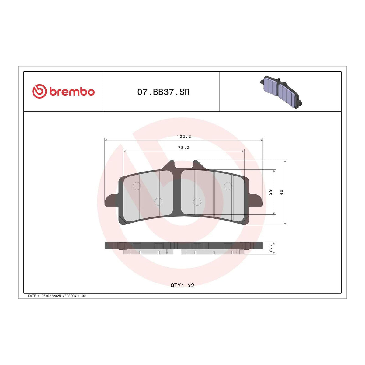 Brembo Xtra Brake Pad Sinter Front 07BB37SR