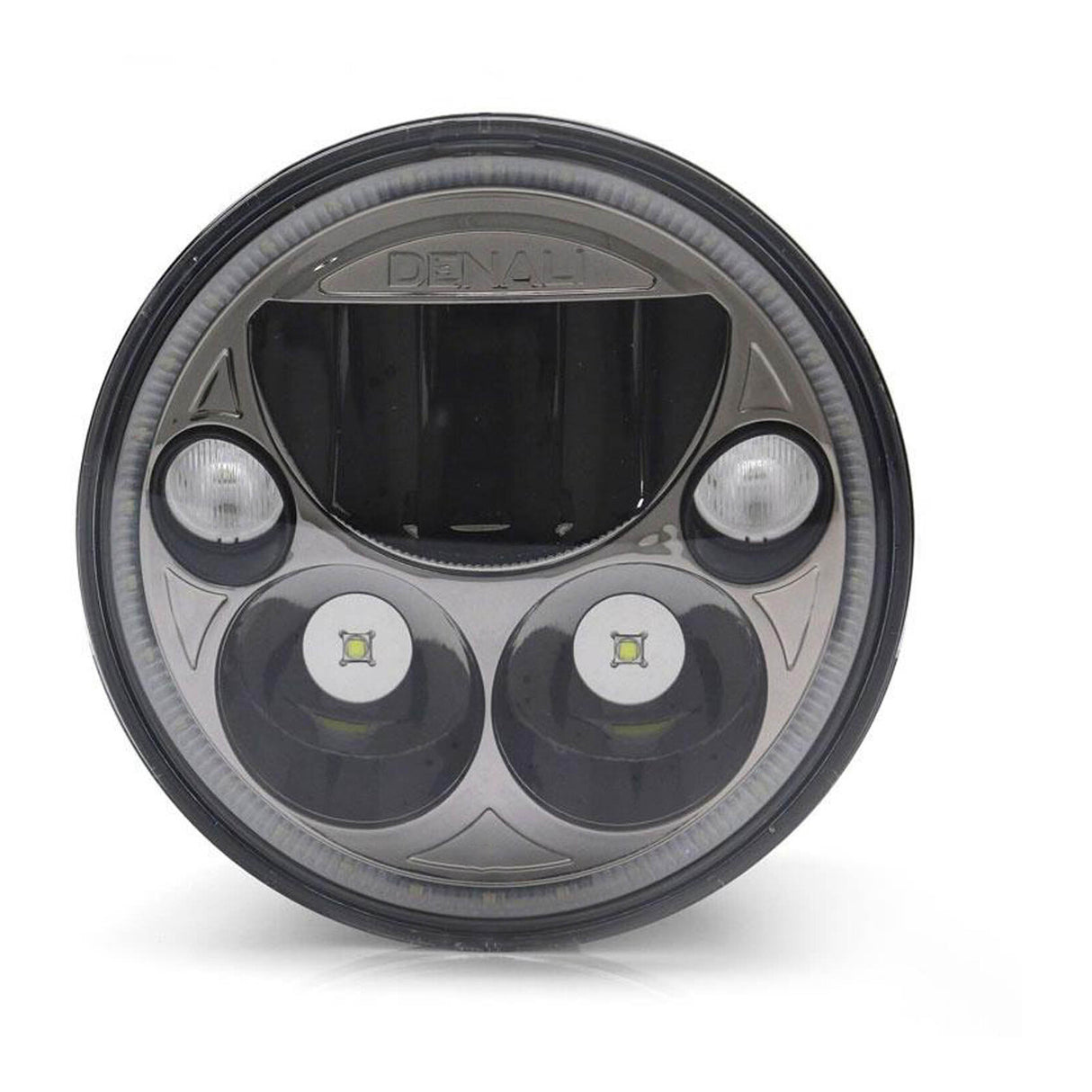 Denali M5 E-Mark LED Headlight Module - 5.75 Round, Black Chrome