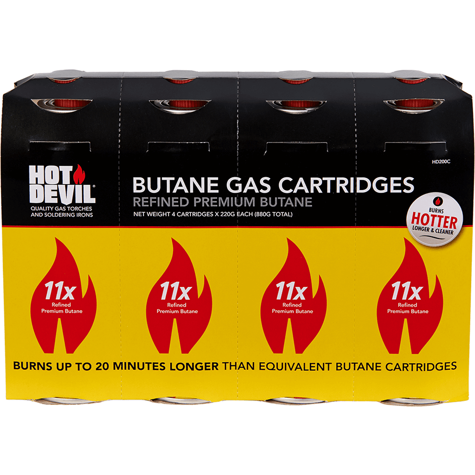 Hot Devil Butane Gas Cylinders - 4 Pack - HD200C