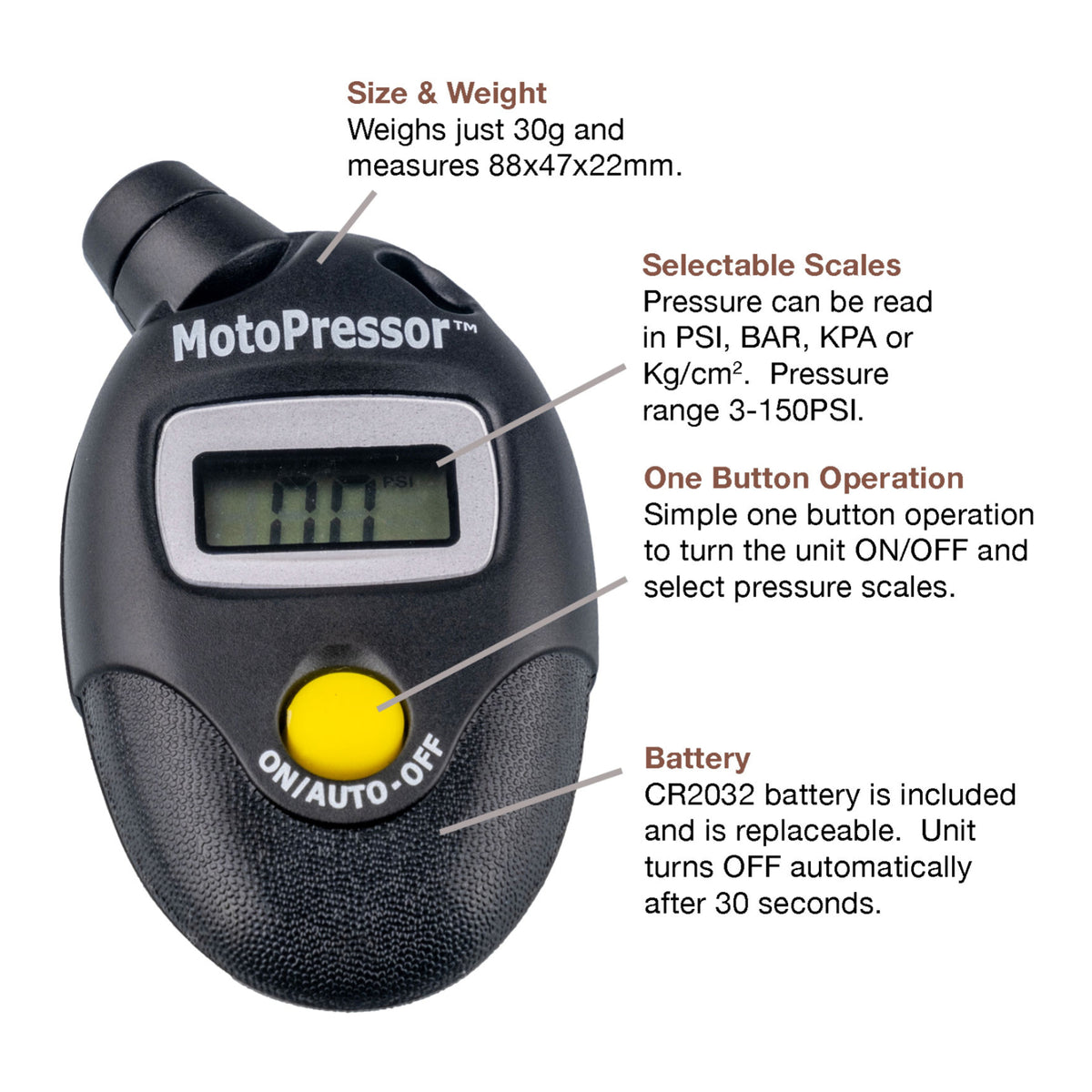 Rocky Creek MotoPressor Digital Tyre Gauge V2
