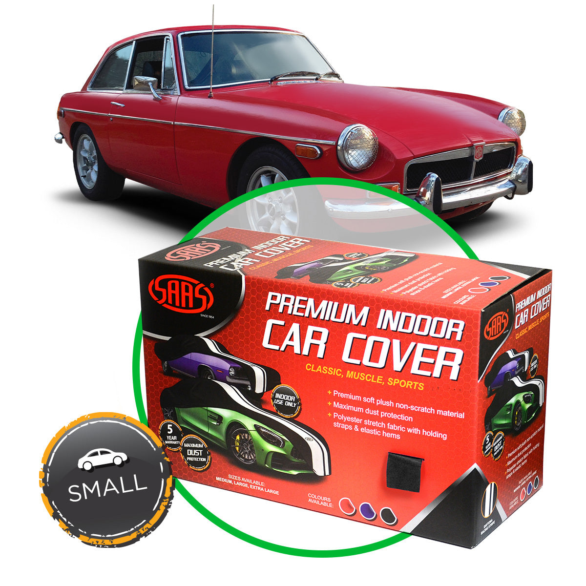 SAAS-Car-Cover-Indoor-Classic-Small-4.0M-Black-With-White-Stripe-|-SC1010