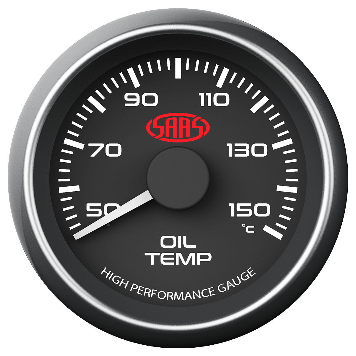 SAAS-Oil-Temp-Gauge-50°-150°-52mm-Black-Muscle-Series-|-SG-OT52B