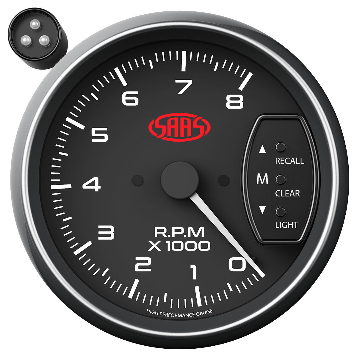 SAAS-Tachometer-0-8K-Shiftlite-3-3/4-Black-Muscle-Series-|-SG-TAC334B