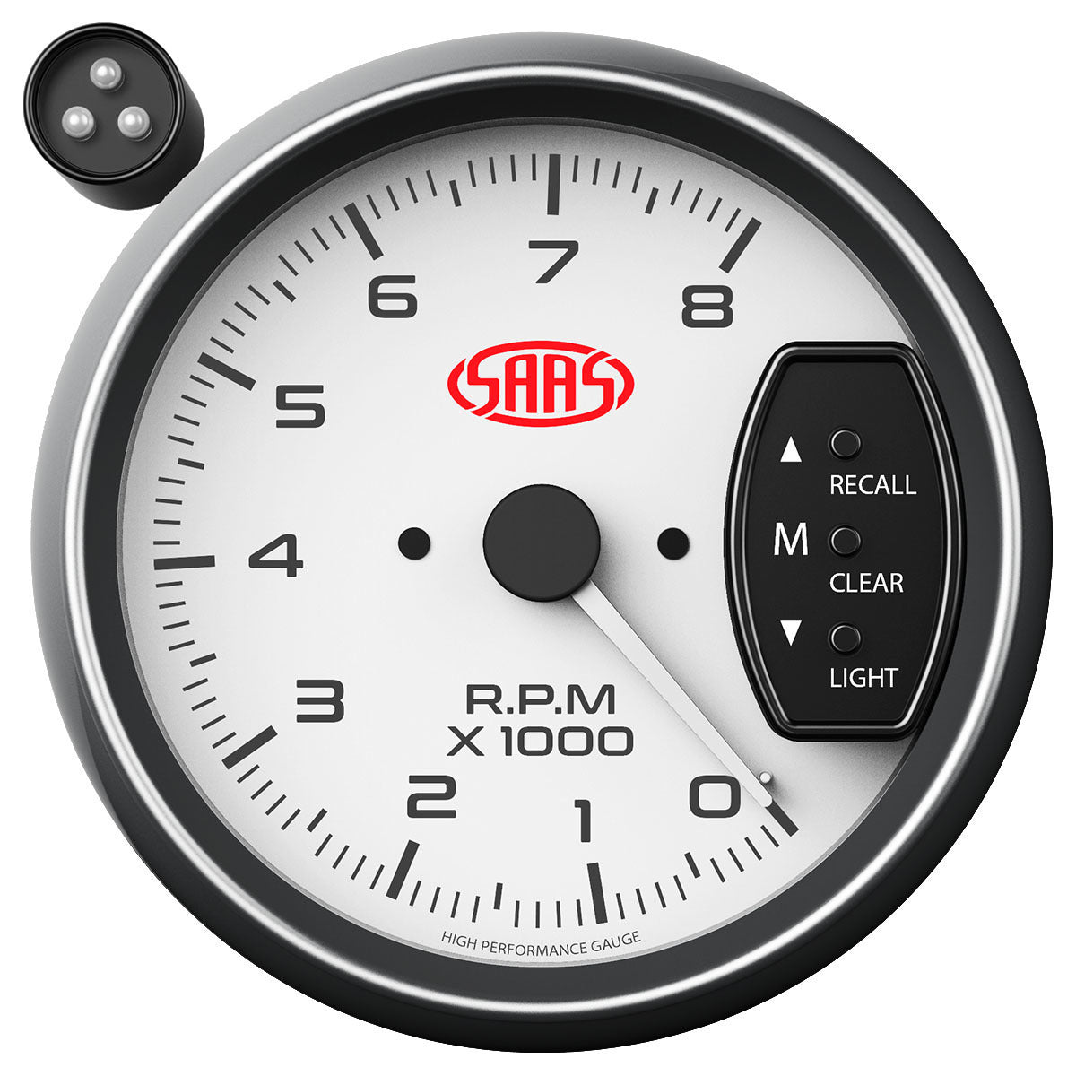 SAAS-Tachometer-0-8K-Shiftlite-3-3/4-White-Muscle-Series-|-SG-TAC334W