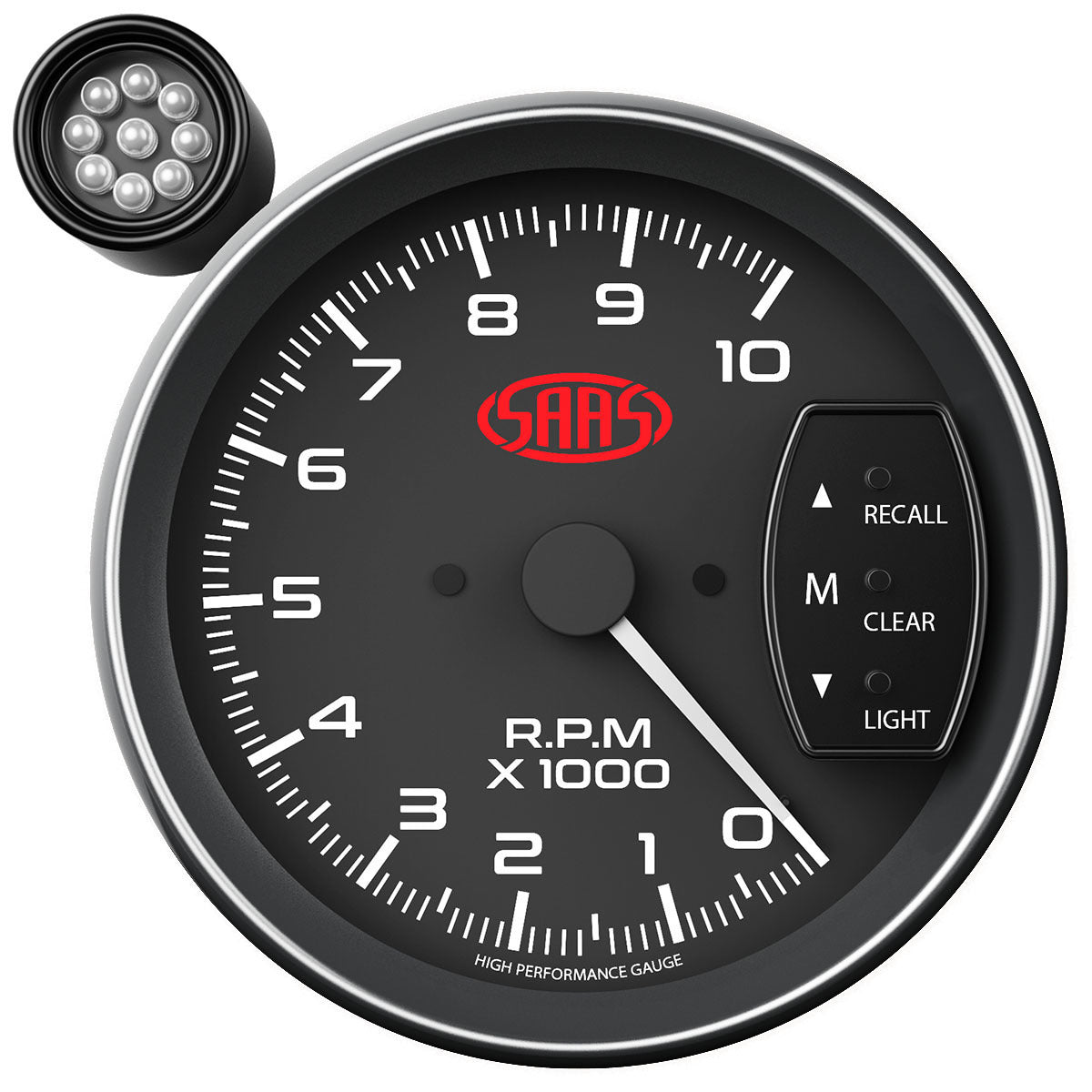 SAAS-Tachometer-0-10K-Shiftlite-5"-Black-Muscle-Series-|-SG-TAC5B