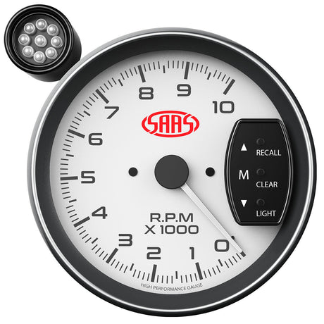 SAAS-Tachometer-0-10K-Shiftlite-5"-White-Muscle-Series-|-SG-TAC5W