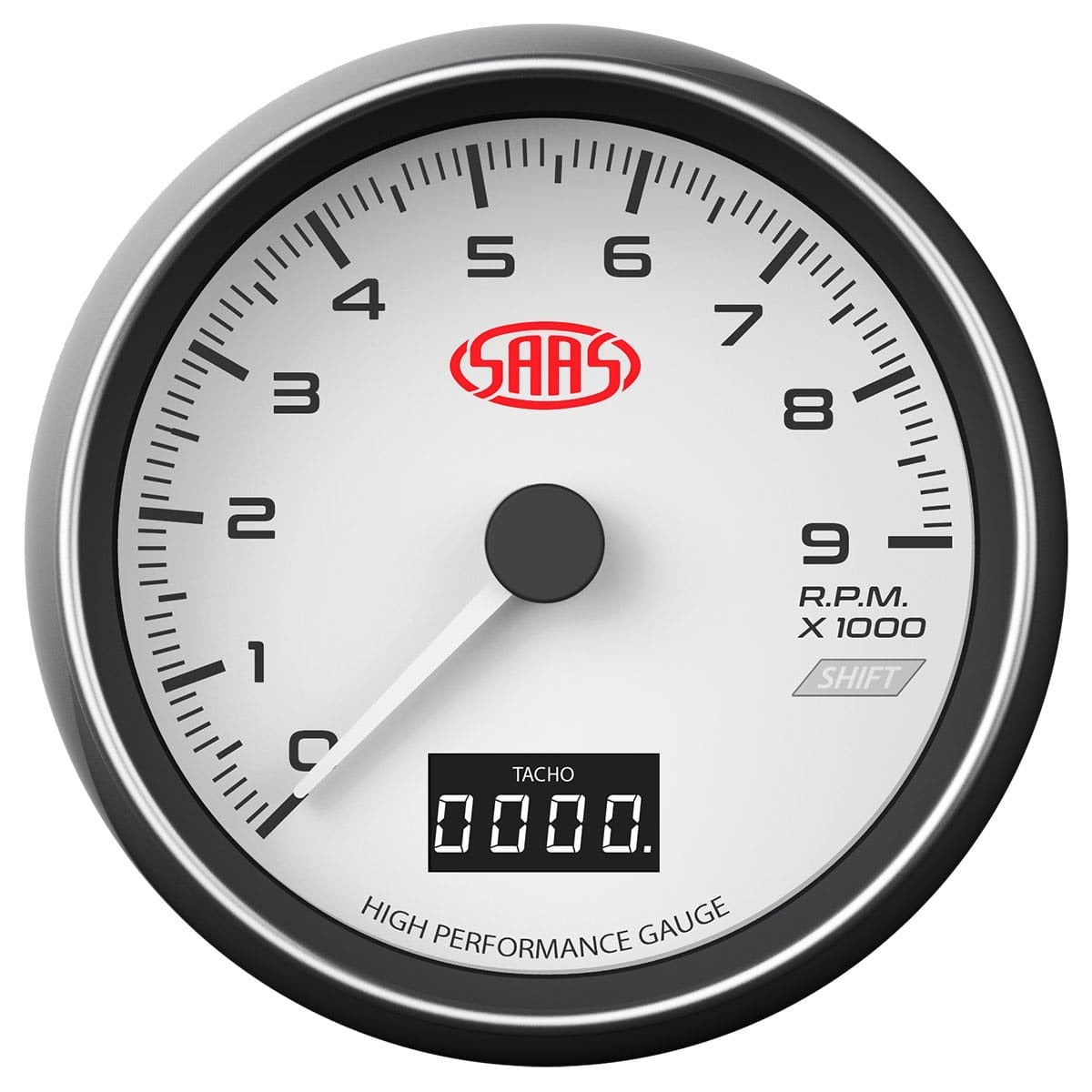 SAAS-Tachometer-0-9K-Shiftlite-3-1/2-Indash-White-|-SG31641