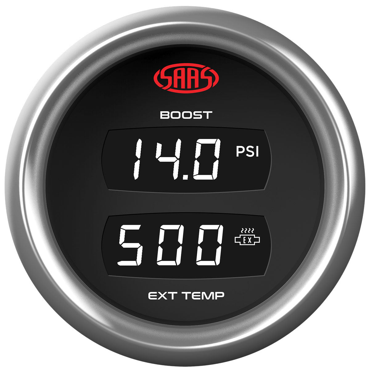 SAAS-Dual-Digital-Gauge-Boost-0-30-Psi-/Exh-Temp-0°-900°-Trax-|-SG911240
