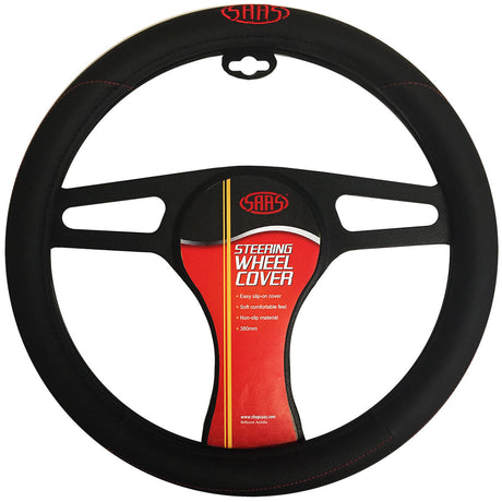 SAAS-Steering-Wheel-Cover-Blk-Poly-With-Logo-Top-380mm-|-SWC005