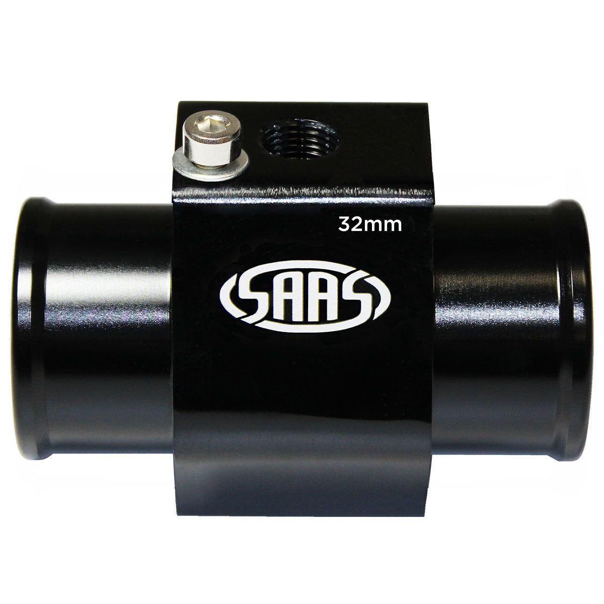SAAS-Water-Temp-Adapter-Rad-Hose-32mm-Black-Alum-|-SWTA32B