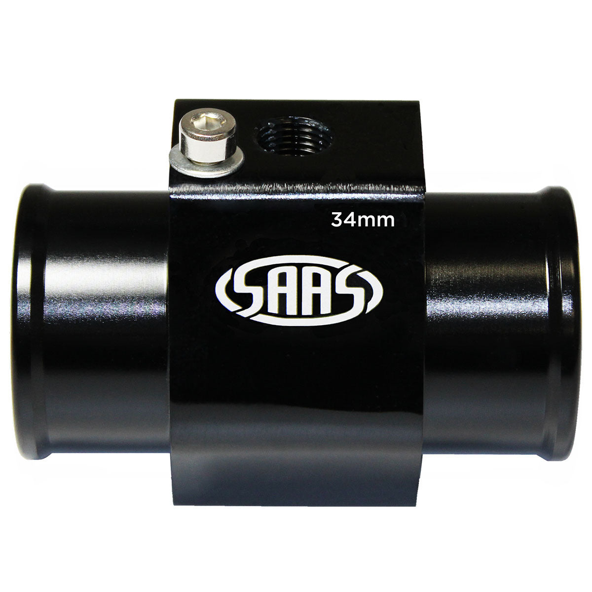 SAAS-Water-Temp-Adapter-Rad-Hose-34mm-Black-Alum-|-SWTA34B