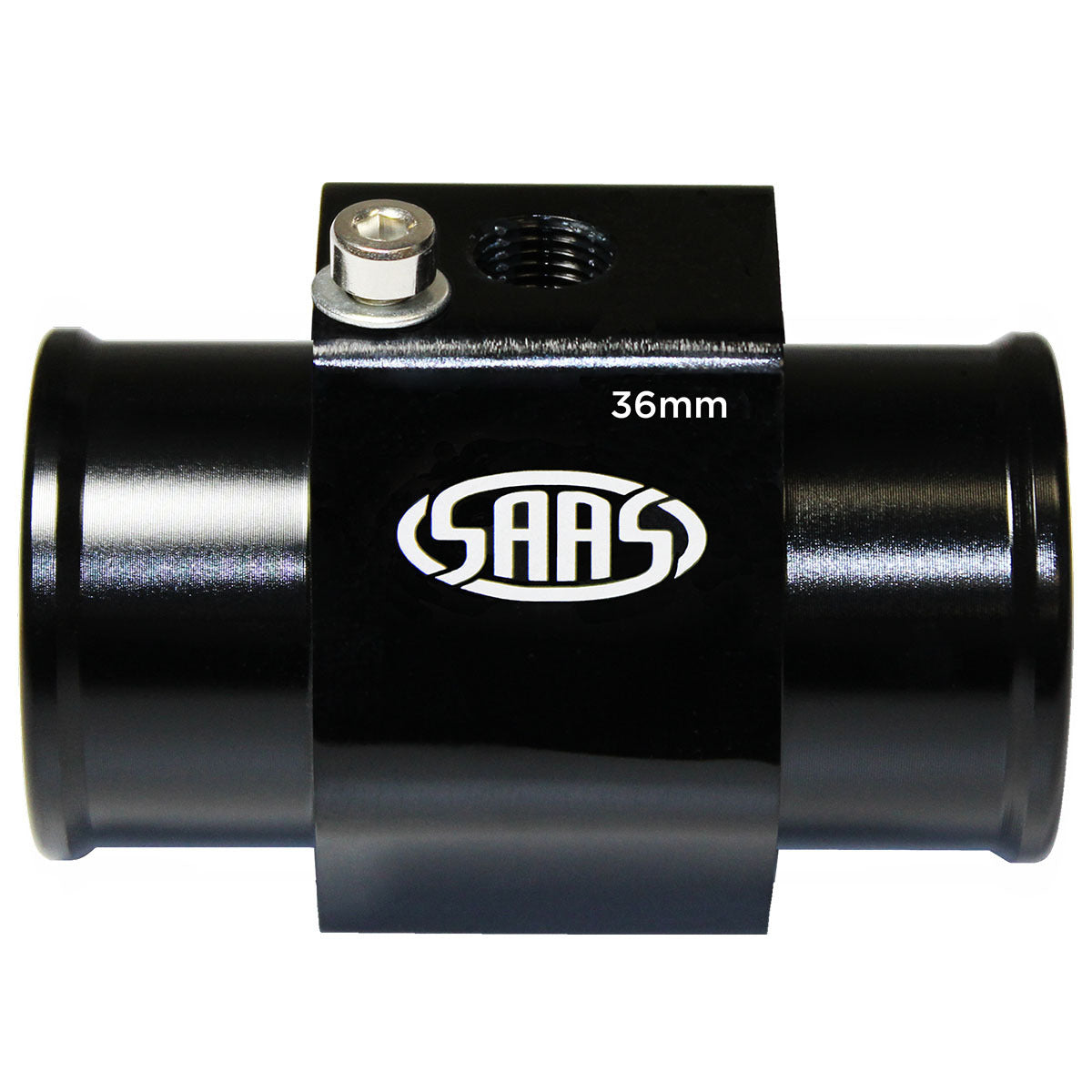 SAAS-Water-Temp-Adapter-Rad-Hose-36mm-Black-Alum-|-SWTA36B