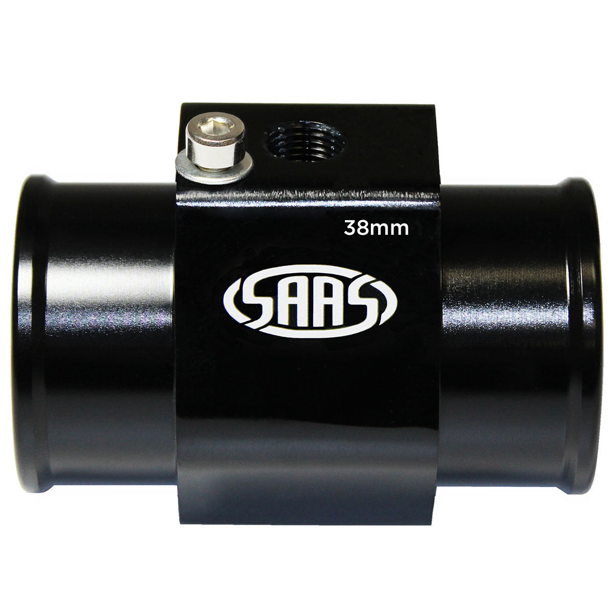 SAAS-Water-Temp-Adapter-Rad-Hose-38mm-Black-Alum-|-SWTA38B