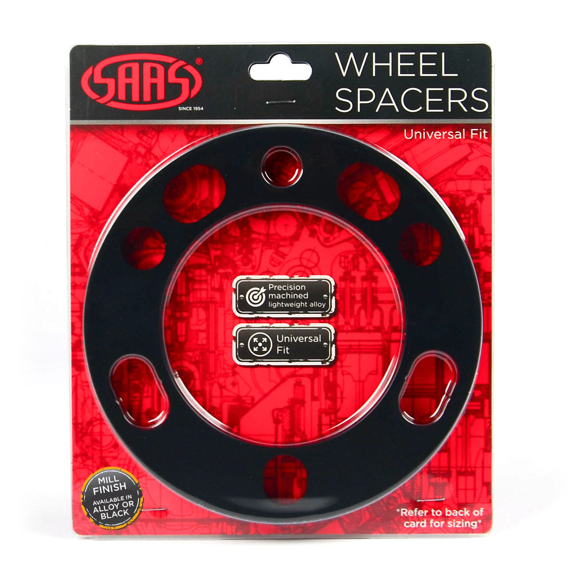 SAAS-Wheel-Spacer-X-2-Univ-6-Stud-12-mm-Black-|-WS6012B