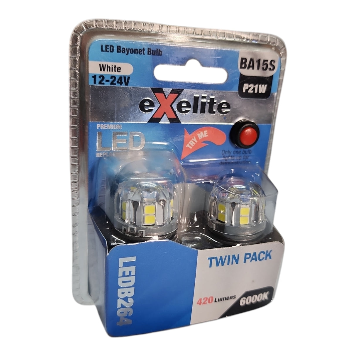 Exelite Globe 21W Ba15S 6000K Pair