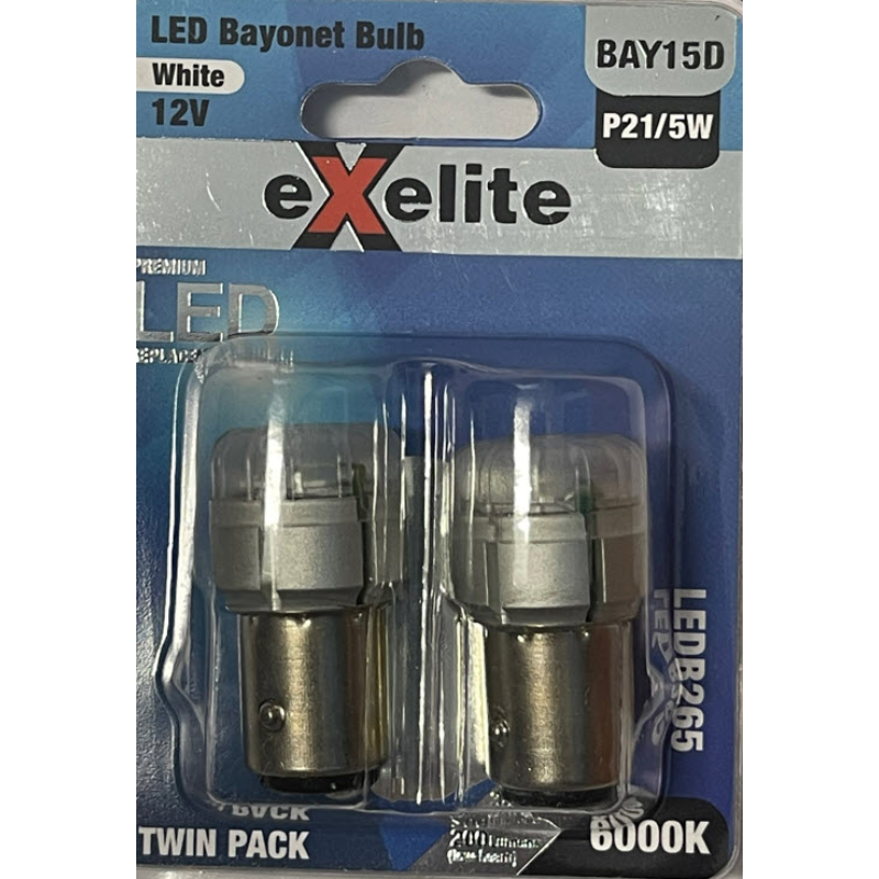 Exelite Globe 21/4W Bay15D 6000K Pair