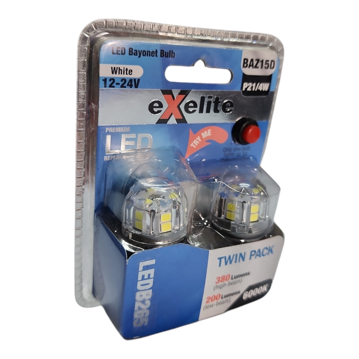 Exelite Globe 21/5W BAZ15D 6000K Pair