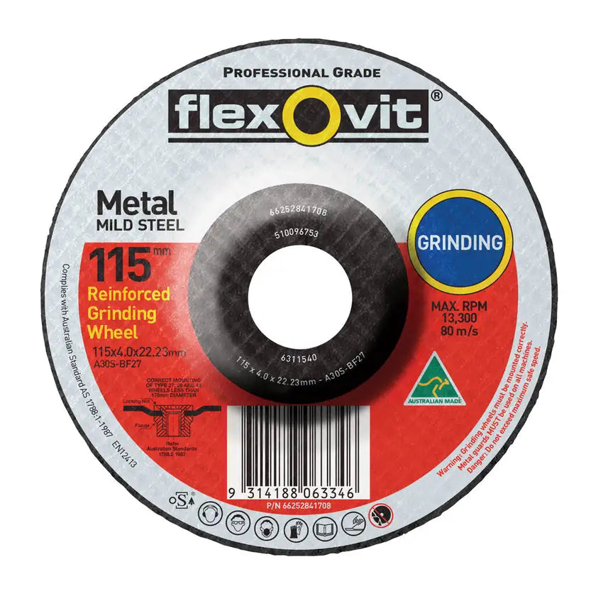 Flexovit Metal Grinding Wheel 115 x 4.0 x 22mm