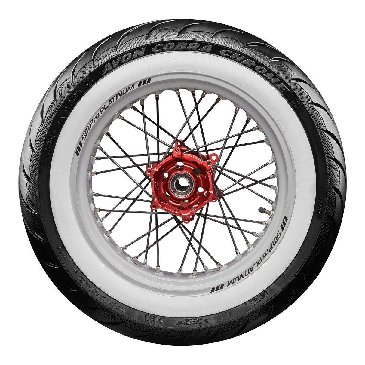 Avon Cobra Chrome 180/70R16 White Wall Rear Tyre (77V Rating) AV92