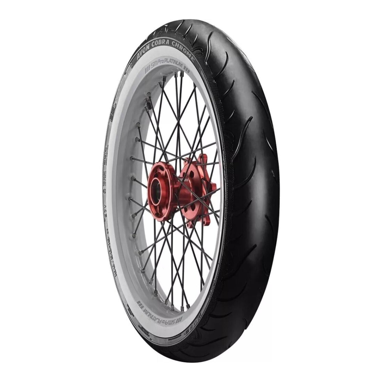 Avon Cobra Chrome MT90B16 (130/90B16) White Wall Front Tyre (74H Rating) AV91