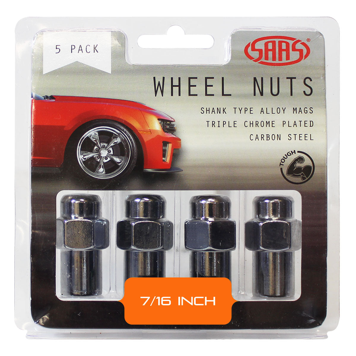SAAS-Wheel-Nuts-Mag-7/16"-Chrome-43mm-5Pk-|-743405