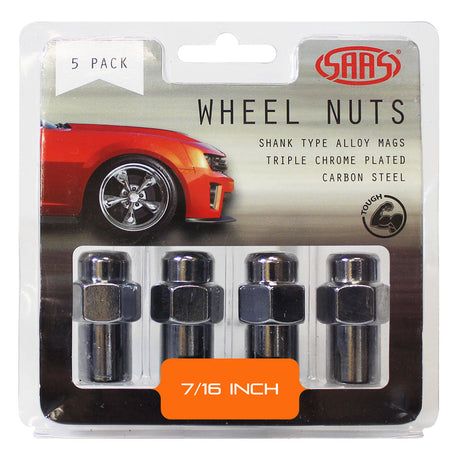 SAAS-Wheel-Nuts-Mag-7/16"-Chrome-43mm-5Pk-|-743405