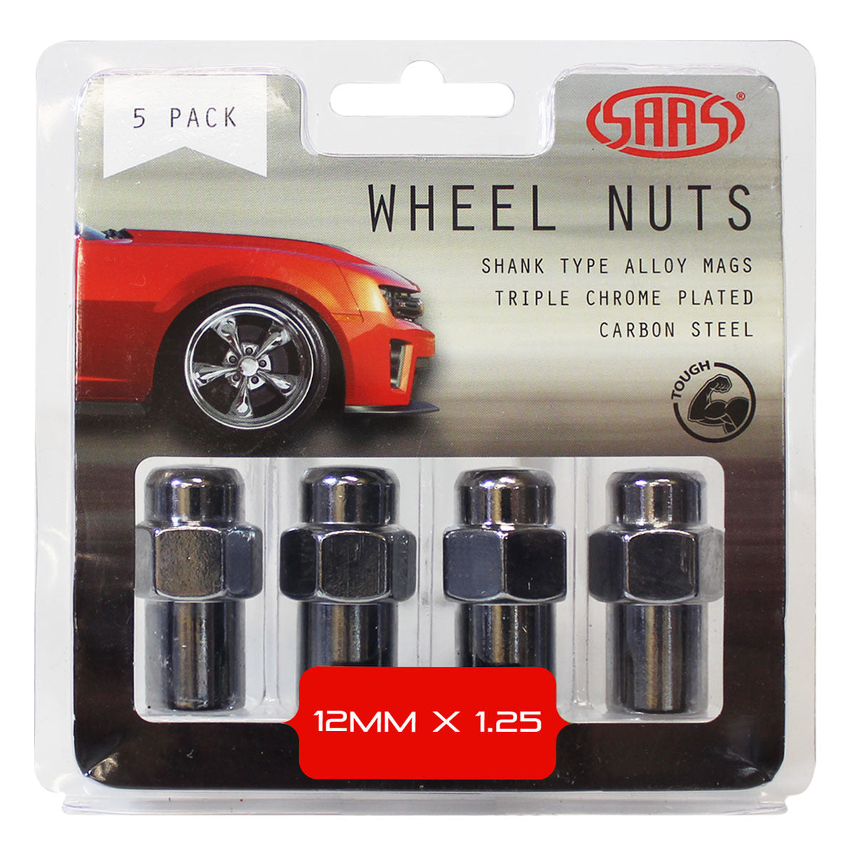 SAAS-Wheel-Nuts-Mag-12-X-1.25-Chrome-43mm-5Pk-|-743455