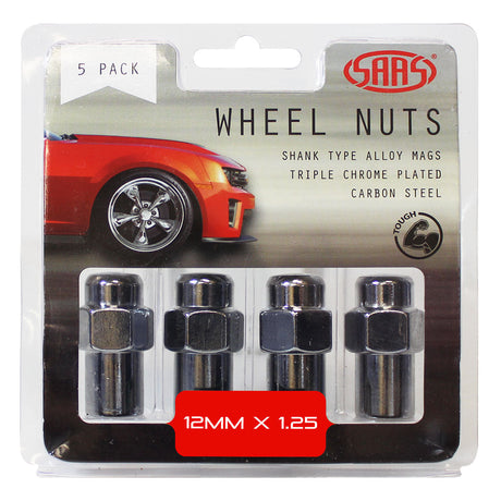 SAAS-Wheel-Nuts-Mag-12-X-1.25-Chrome-43mm-5Pk-|-743455