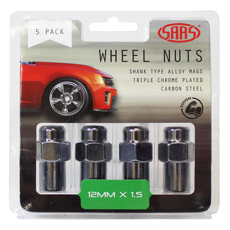SAAS-Wheel-Nuts-Mag-12-X-1.50-Chrome-43mm-5Pk-|-743465