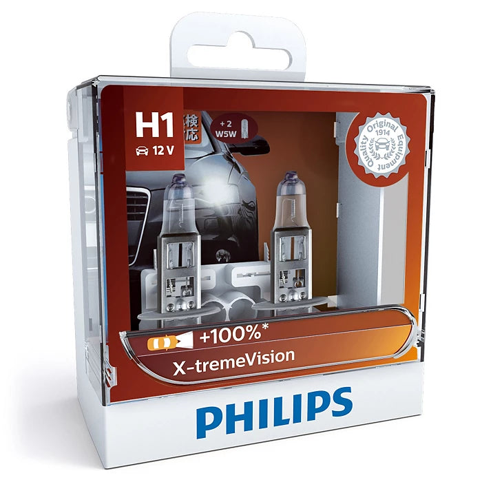 Philips H1 Xtreme Vision Plus +100 Headlight Globe - 12258XVSM