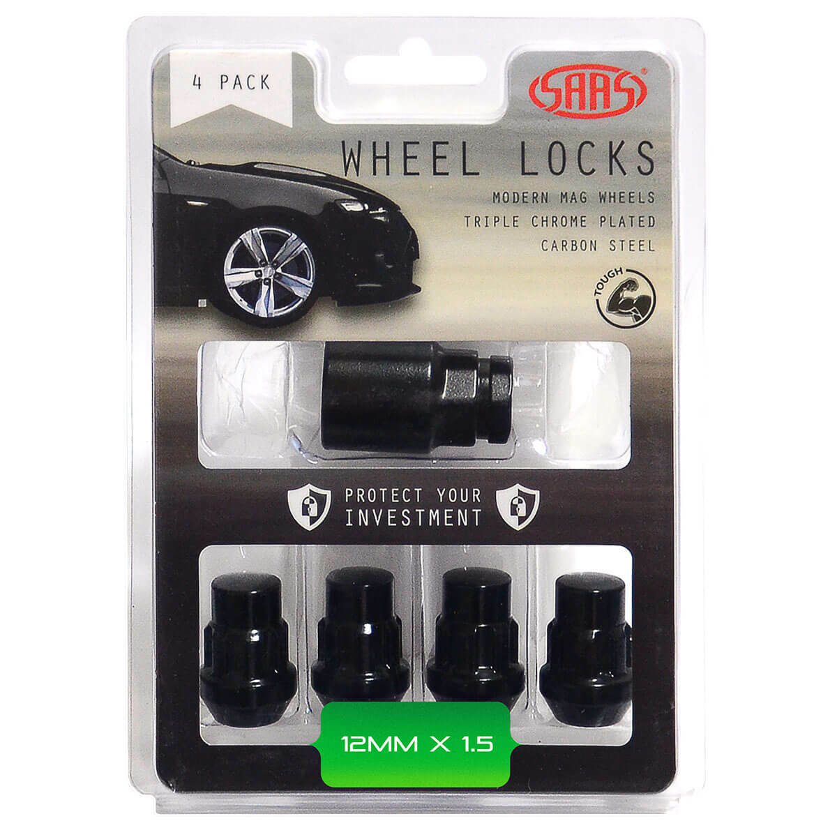 SAAS-Lock-Nuts-Splined-Bulge-12mm-X-1.50-Black-Pk-4-|-913026BC