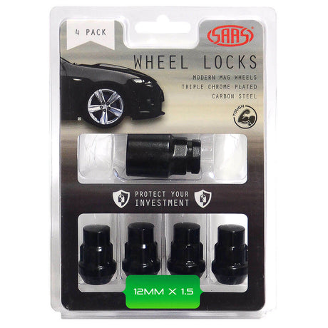SAAS-Lock-Nuts-Splined-Bulge-12mm-X-1.50-Black-Pk-4-|-913026BC