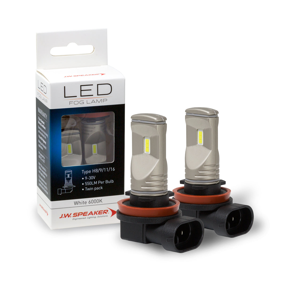 JW Speaker LED H8 H9 H11 H16 Fog Light Kit 12-24V 6000K