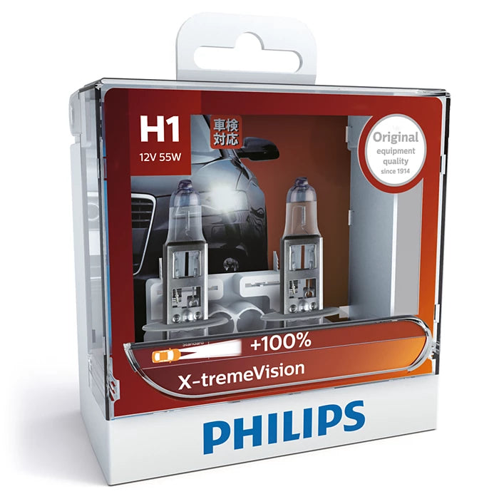 Philips H1 Xtreme Vision +100 Headlight Globe - 12258XVS2