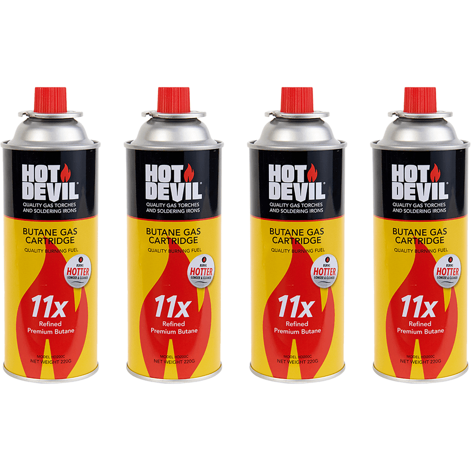 Hot Devil Butane Gas Cylinders - 4 Pack - HD200C
