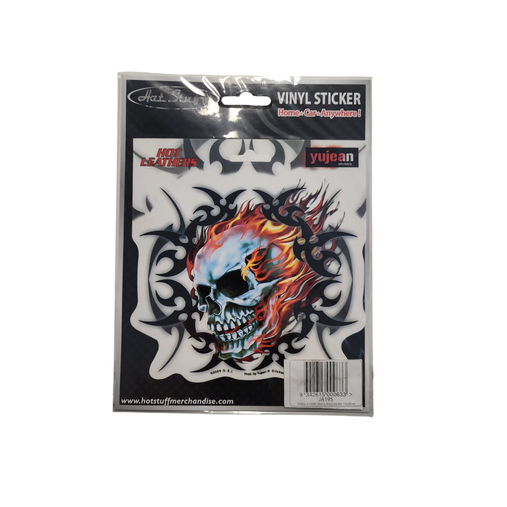 Tribal Flame Skull Premium Die Cut Sticker